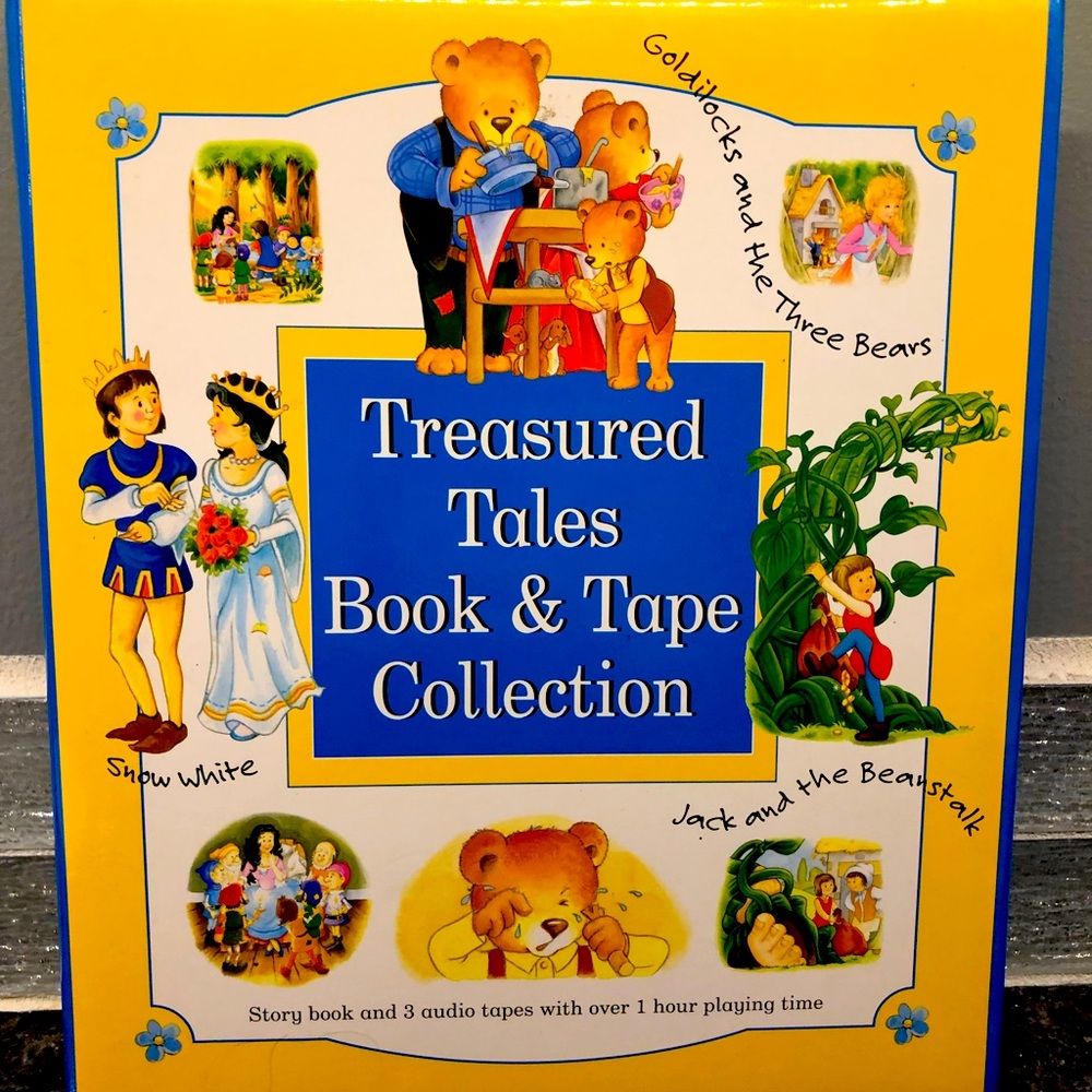 Treasured Tales Book/Cassette Set: Goldilocks, Snowwhite, & Jack Beanstalk, EUC